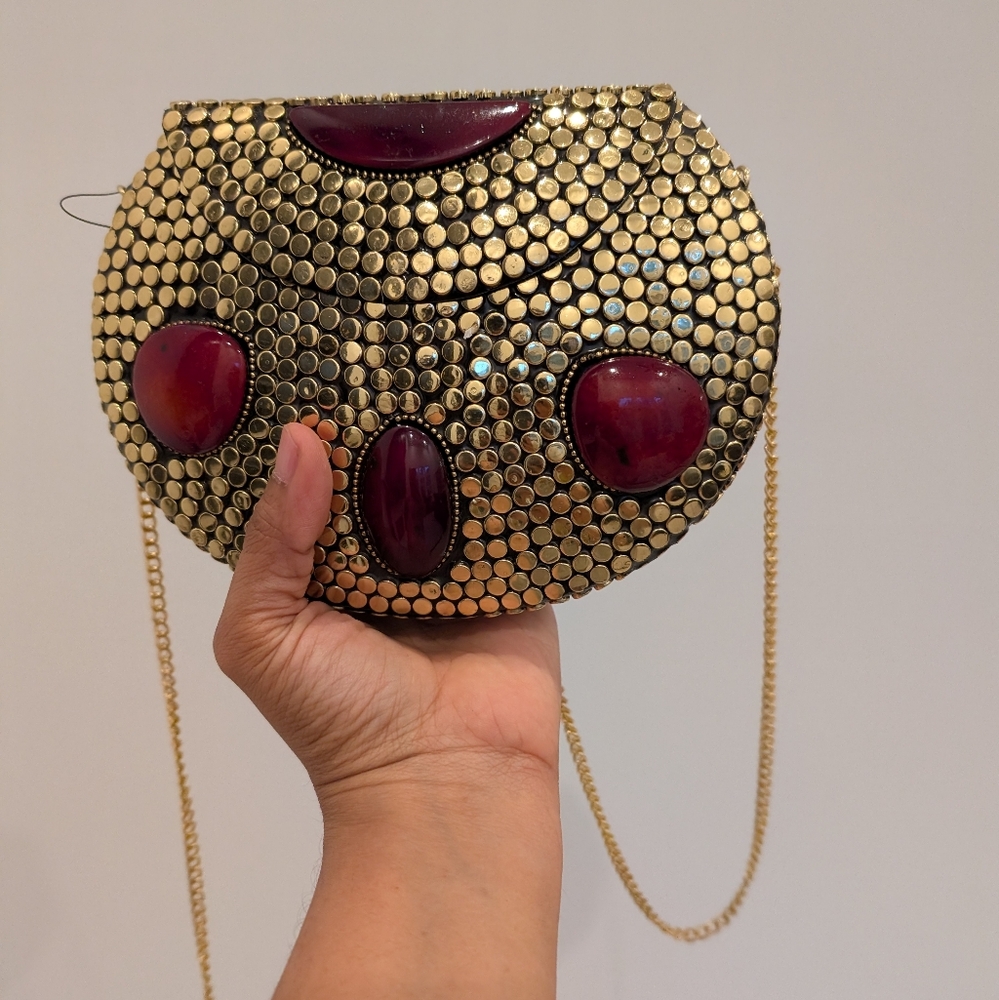 Gold and Red Metal Bag